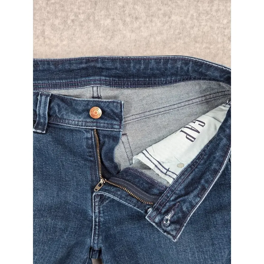 GAP Women's '70s Flare Jeans Low Rise Blue Denim Size 29 8R Stretch Vintage Styl